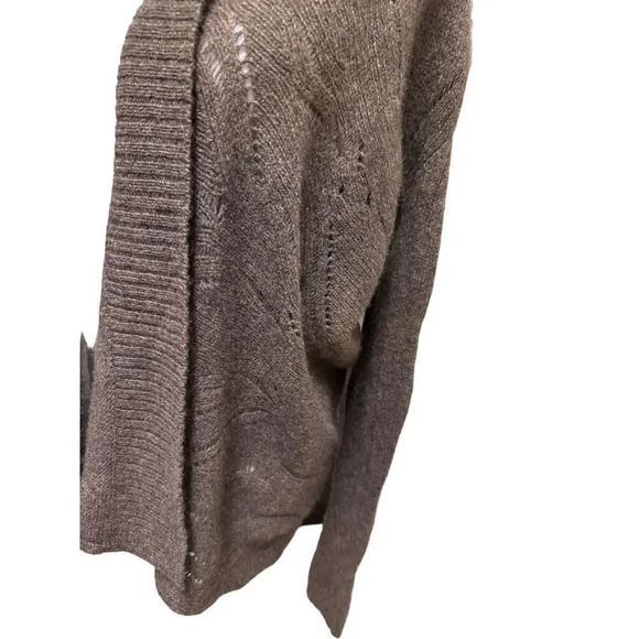 Vince Women’s Yak Hair & Wool Drop Needle Open Front Brown Cardigan Sweater XS - Picture 6 of 8